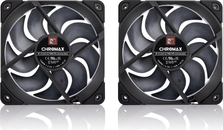 Produktbild Noctua NF-A12x25 G2 PWM Sx2-PP chromax.black (120 mm, 2x)