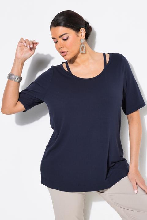 Produktbild Ulla Popken T-Shirt, Cut-Out, Classic, Rundhals, Halbarm (54)