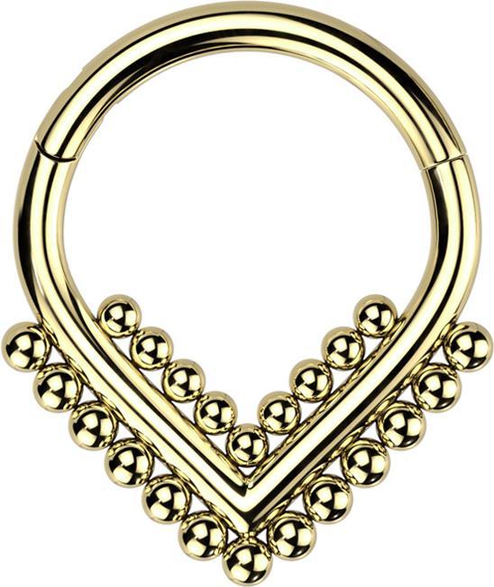 Produktbild Star Piercing Micro Segmentring klappbar Winkel vergoldet mit Kugeln (Titan, ohne Messing)