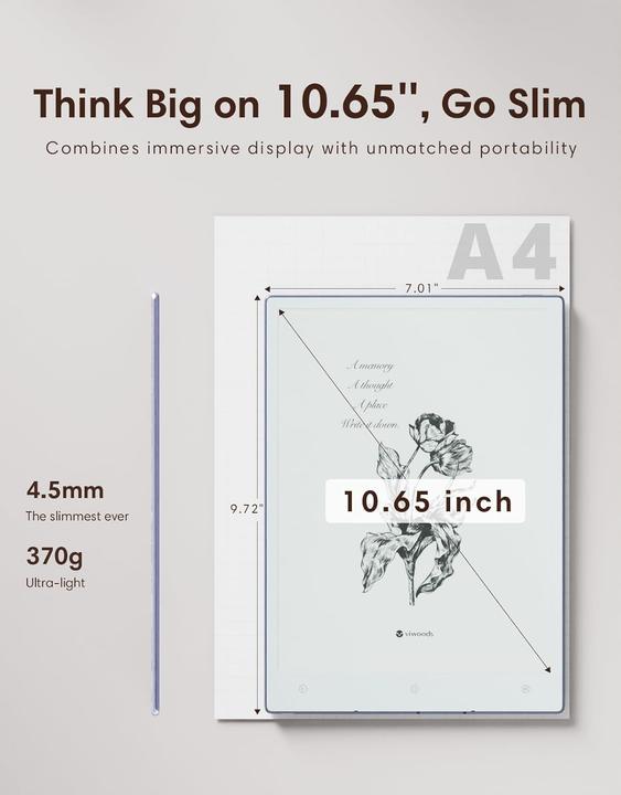 Actual product image Viwoods AiPaper (WLAN only, 10.65", 128 GB, Grey, White)