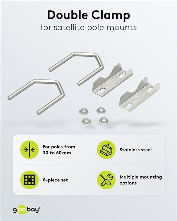 Productafbeelding Goobay Set van 2 getande U-klemmen voor buisdiameter tot 60 mm (Diverse)