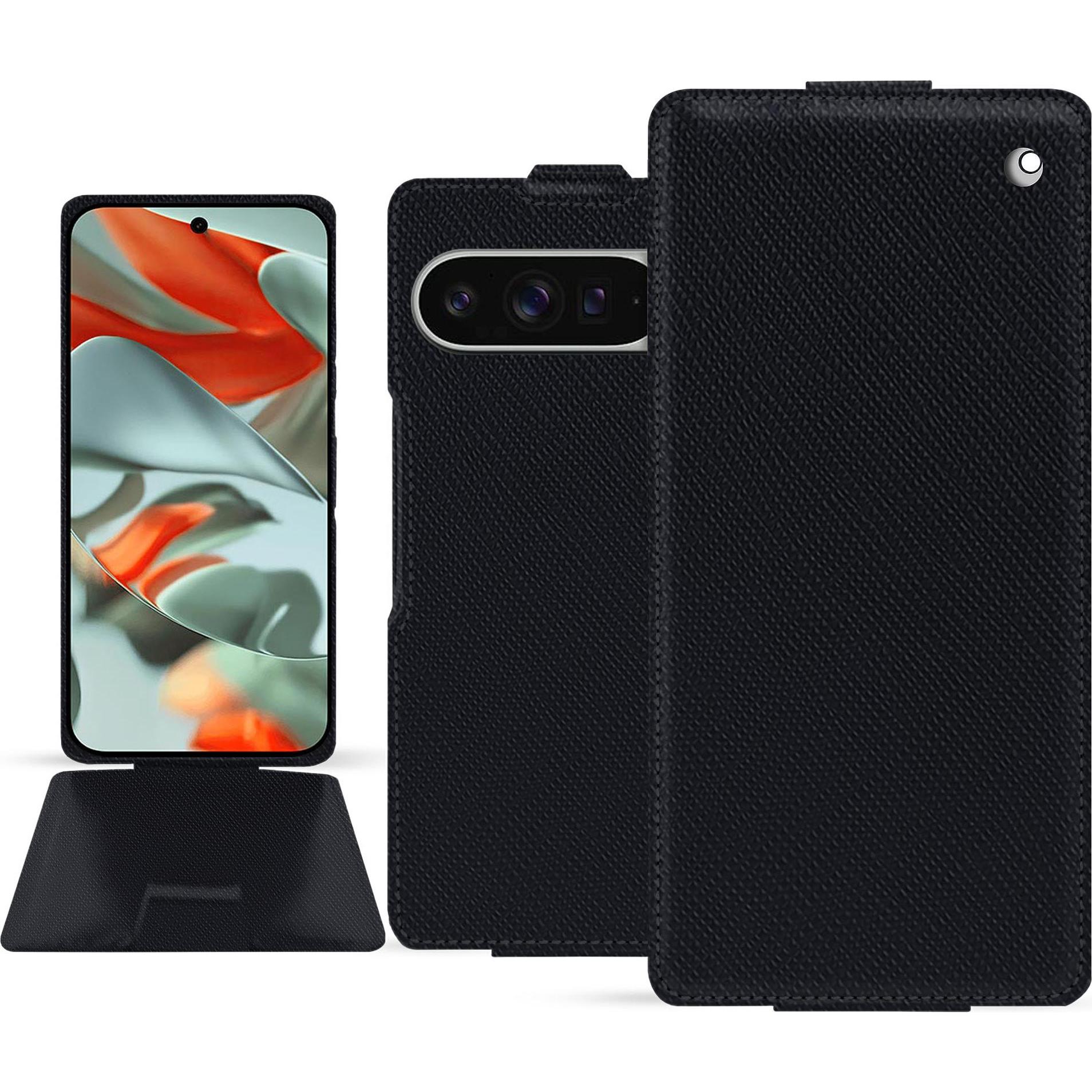 Noreve Lederschutzhülle vertikal (Google Pixel 9 Pro XL), Smartphone Hülle, Schwarz