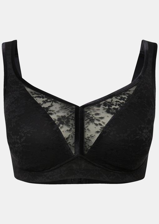 Actual product image Ulla Popken Lace Panel Underwire-Free Minimizer Bra (95 C)
