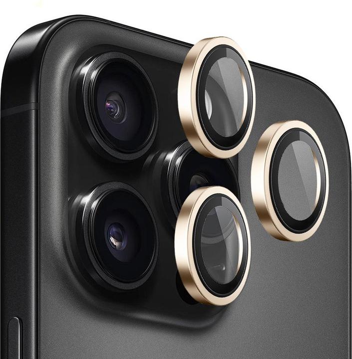 BlueO - Original Metal Frame Lens Protector (3 pack) - iPhone 13 Pro / iPhone 13 Pro Max - Golden (3 Stk., Apple iPhone 13 Pro, Apple iPhone 13 Pro Max)