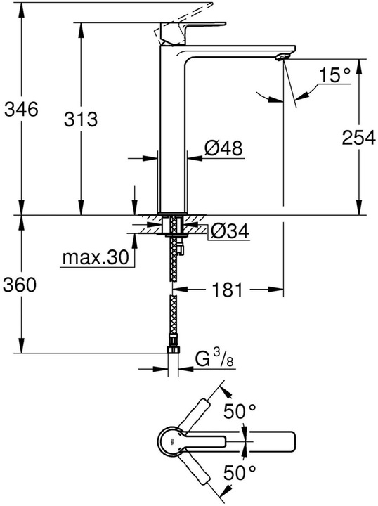 Produktbild Grohe Lineare Einhand-Waschtischbatterie XL-Size