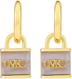 Actual product image Michael Kors Kors Lock Gold-Plated Hoop Earrings With Pearl
