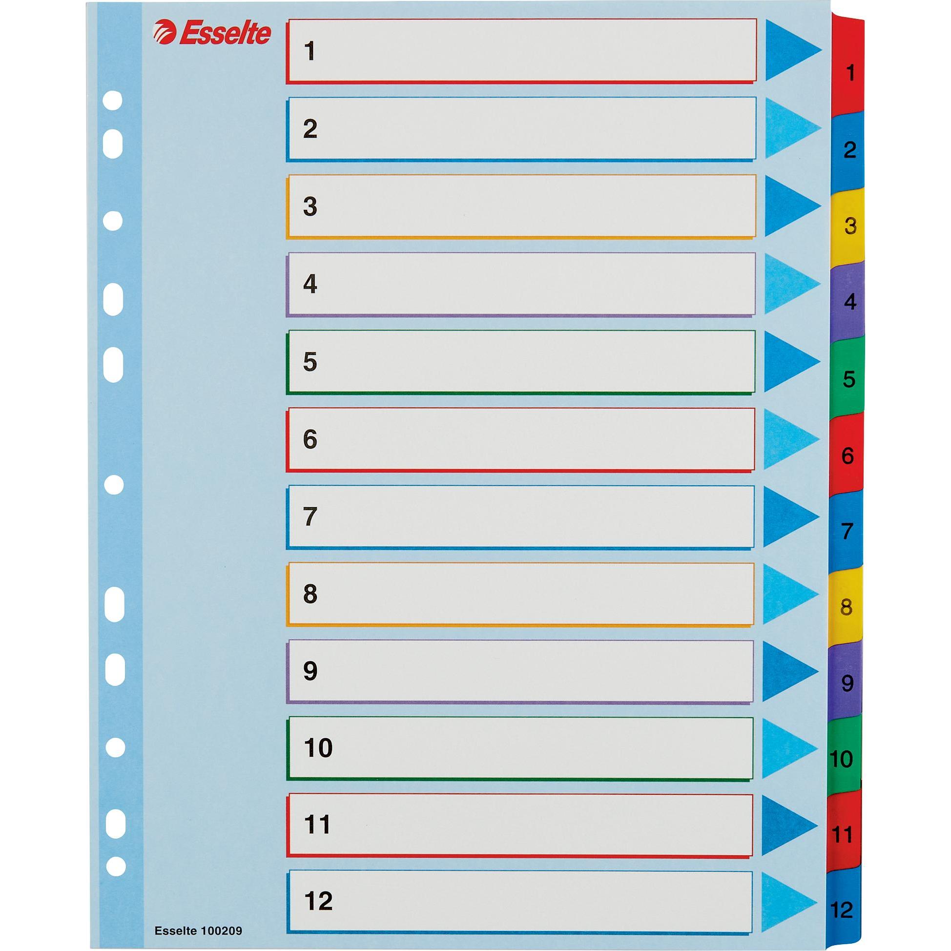 Esselte Przek?adka A4 kartonowa 1 12 numeryczna Maxi 100209 (100209)