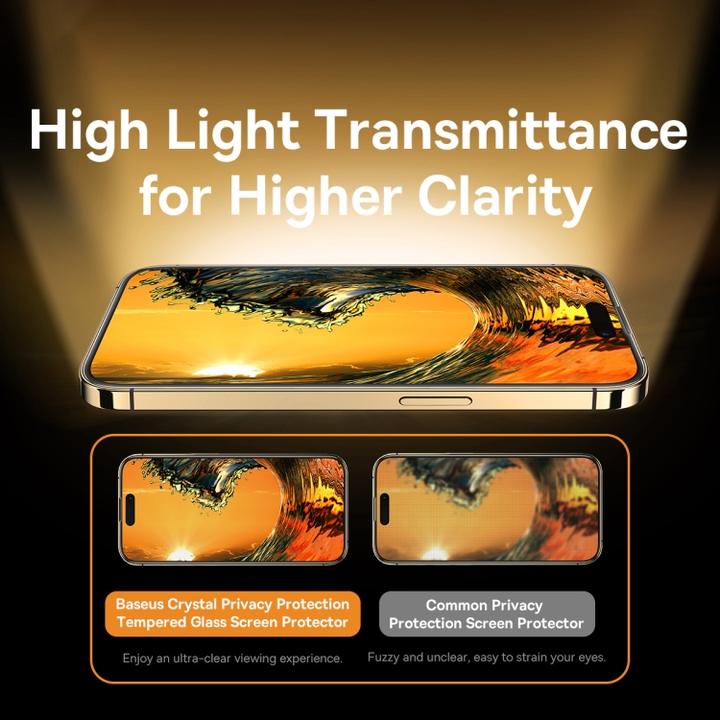 Image du produit Baseus Film en verre trempé antireflet tout-verre (antibuée cellulaire) iP14 (1 pcs, Apple iPhone 14 Pro)
