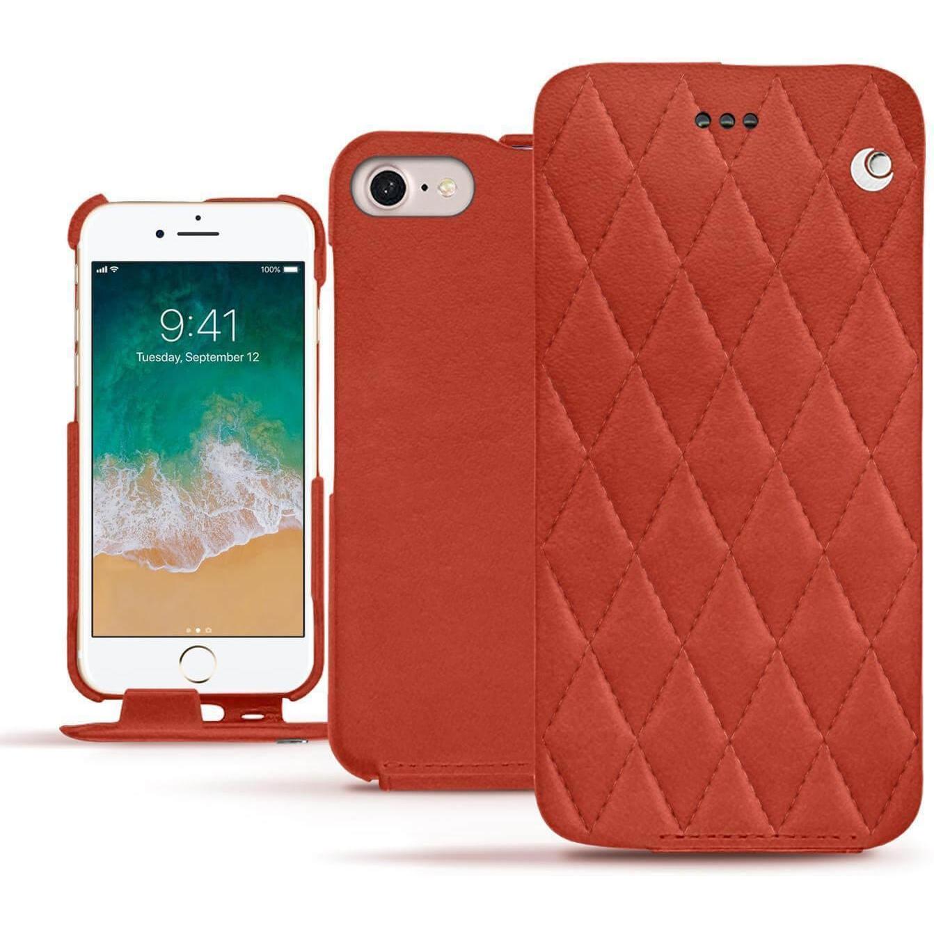 Noreve Lederschutzhülle vertikal (Apple iPhone 7), Smartphone Hülle, Orange