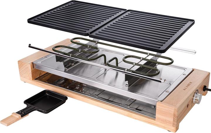 Produktbild KLAMER Raclette 8 Personen 1500W Raclette Grill mit Holzgestell
