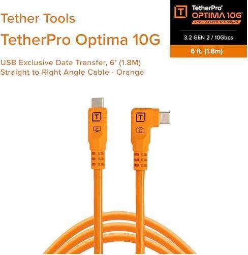 Actual product image Tether Tools TetherPro USB-C Optima 10G rechts orange 1,8m (1.80 m, USB 3.2 Gen 2, 100 W)