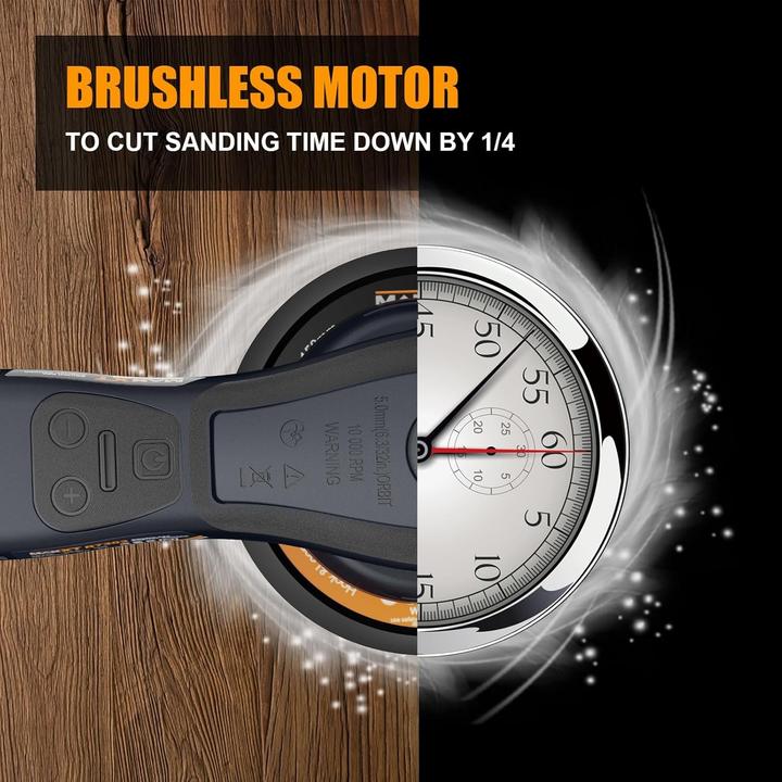 Actual product image Maxxt Brushless Random Orbital Sander with Electronic Brake, Dual Pads, 6 Speeds (Eccentric grinder, 350 W)