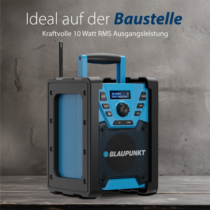 Produktbild Blaupunkt Baustellenradio mit DAB+ und Akku | BSR 300