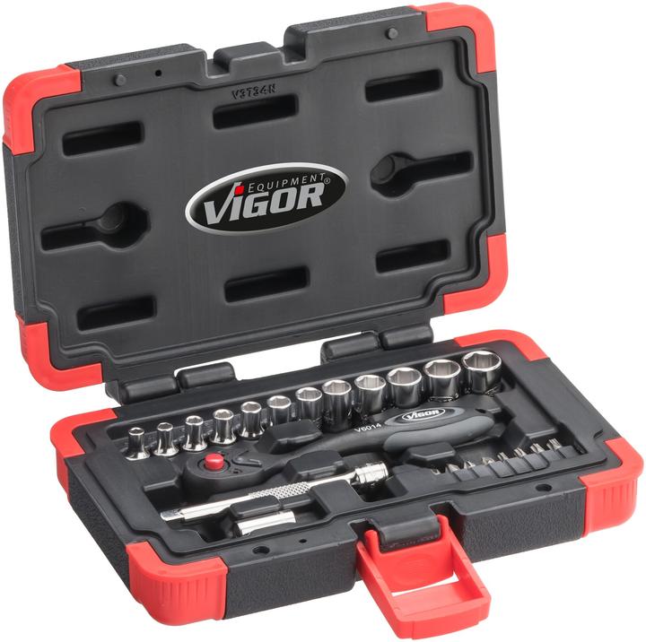 Actual product image Vigor SOCKET SPANNER SET 1/4" (12 mm, 10 mm, 11 mm, 13 mm)