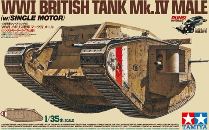 Actual product image Tamiya British Tank Mk.IV Male with engine