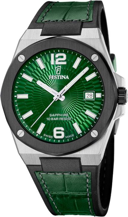 Produktbild Festina Swiss Made Vallée Grüne Herrenuhr (Swiss Made, 42 mm)