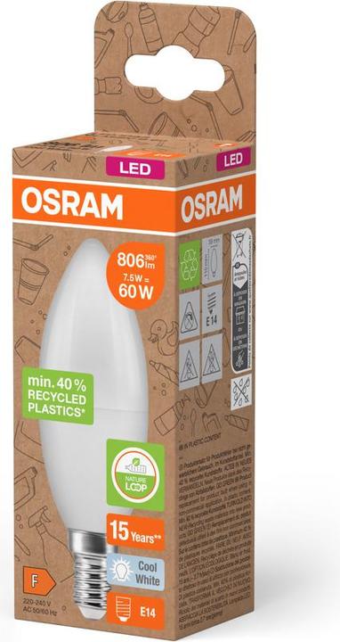 Produktbild Osram LED Pcr Lamps With Classic B (E14, 7.50 W, 806 lm, 1 x, F)