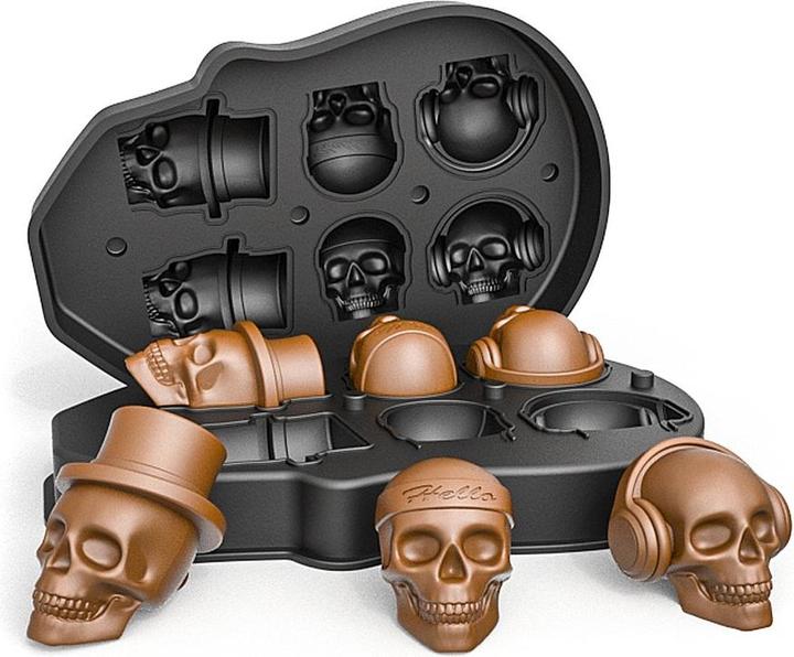 Actual product image Metamorph Mit der Eiswürfelform aus Silikon für sechs Steampunk Totenschädel gelingen dir schaurige Eiswürf...