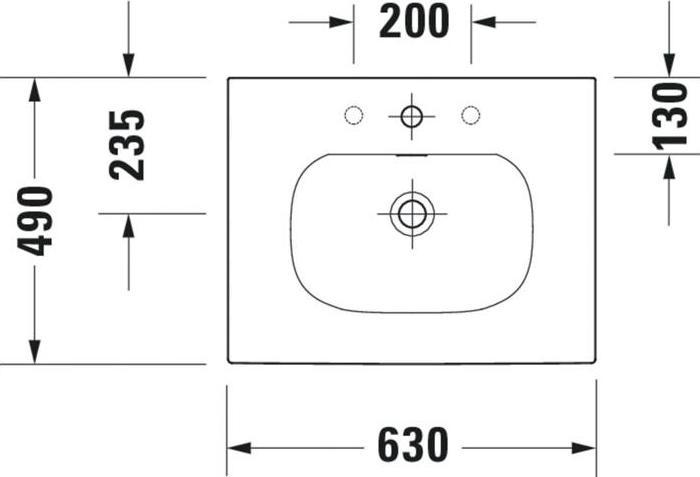 Produktbild Duravit Möbelwaschtisch Viu 63 x 49 cm weiss 2344630000 (490 mm, 630 mm)