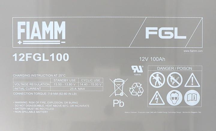 Produktbild Fiamm 12FGL100 Blei Akku mit M6 Schraubanschluss 12V, 100000mAh (12 V, 100 Ah)