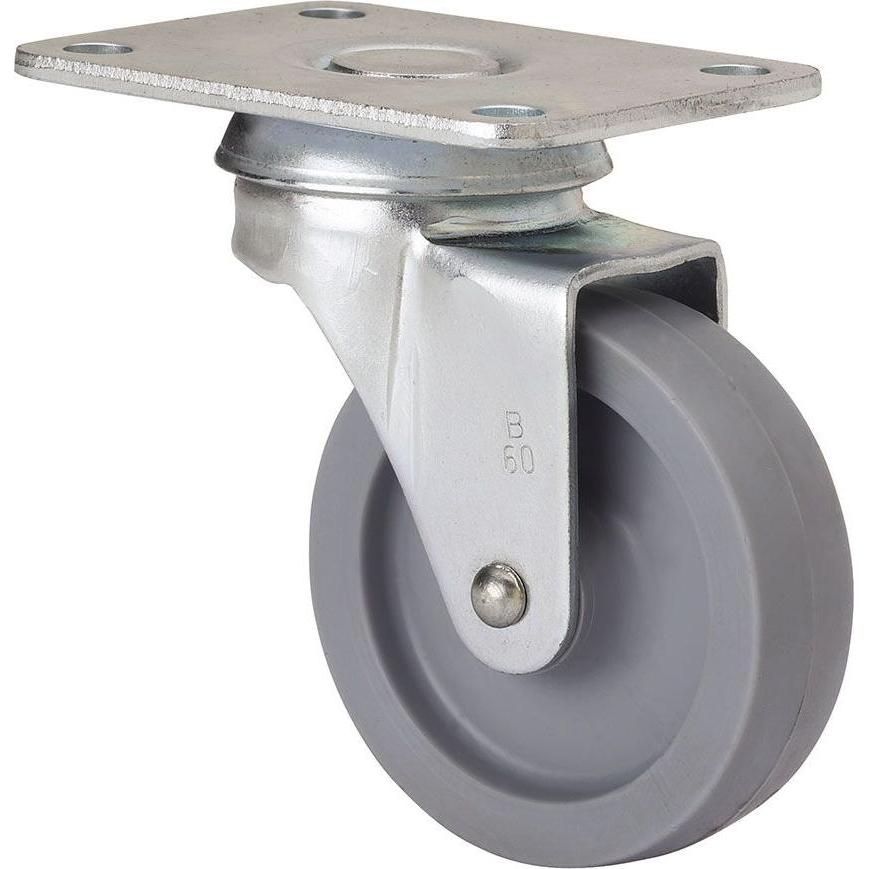 Ruedas Alex, Ruote + Rotelle, Roda giratória com placa e eixo liso, cor cinza, carga máxima. 22 kg, ø 4 cm
