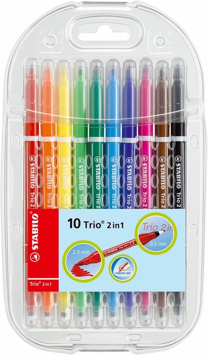 Produktbild STABILO Trio in Filzstift und Fineliner in einem (Mehrfarbig, 10 x)