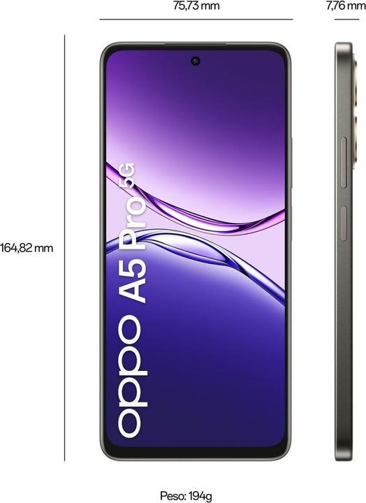 Actual product image OPPO A5 Pro 5G (256 GB, Black, Brown, 6.67", Dual SIM, 5G)