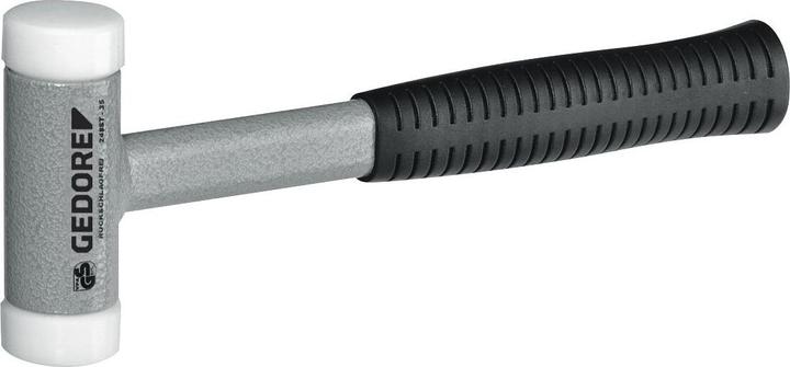 Actual product image Gedore Recoilless soft-face hammer, Ø 25 mm, tubular steel handle, replaceable polyamide heads (440 g)