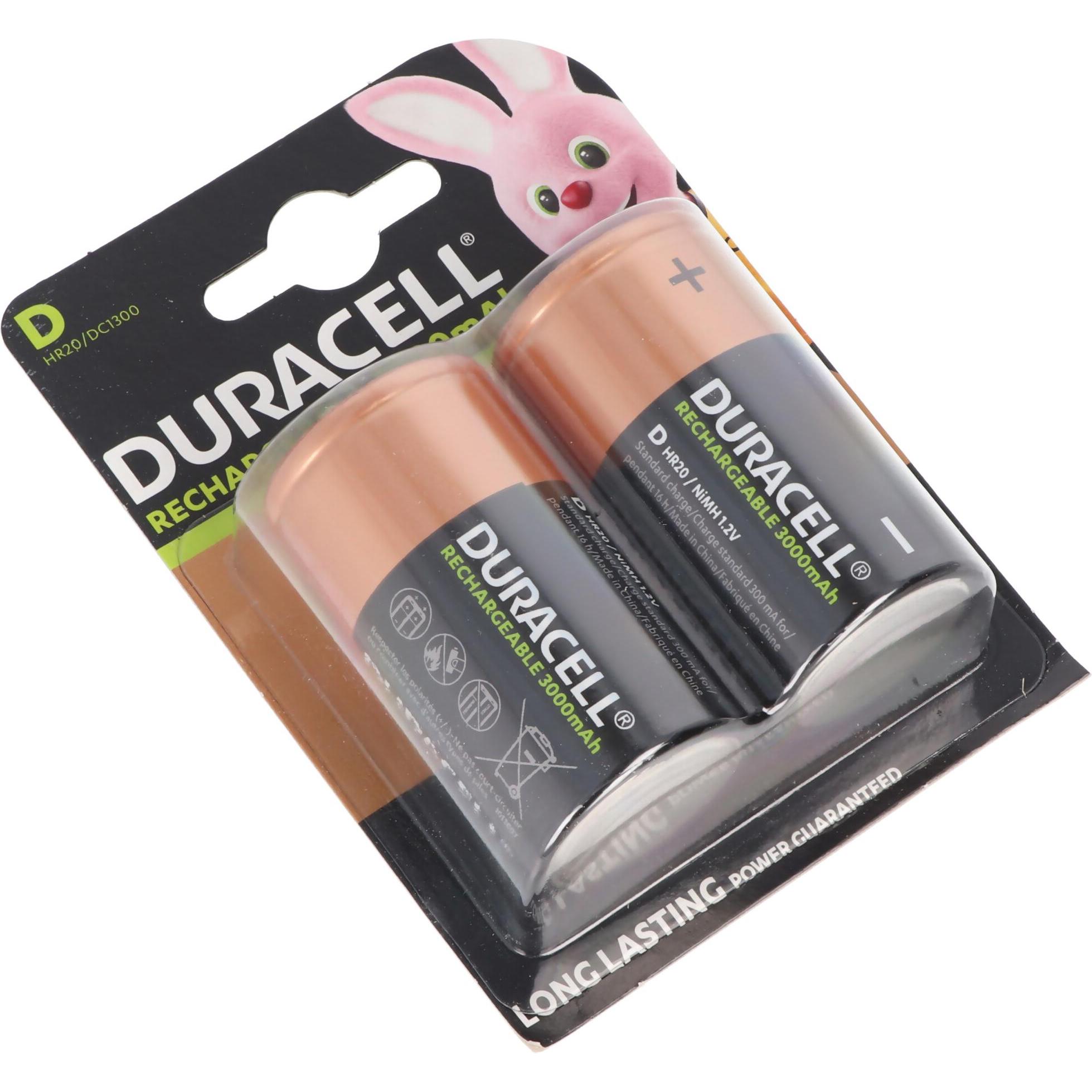 Thumbnail - Duracell Recharge Akku HR20 Mono LR20 NiMH 3000mAh 2er Blister (2 Stk., D, 3000 mAh), Batterien + Akkus