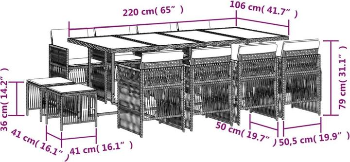 Actual product image vidaXL Garten Essgruppe (220 x 106 x 73 cm)