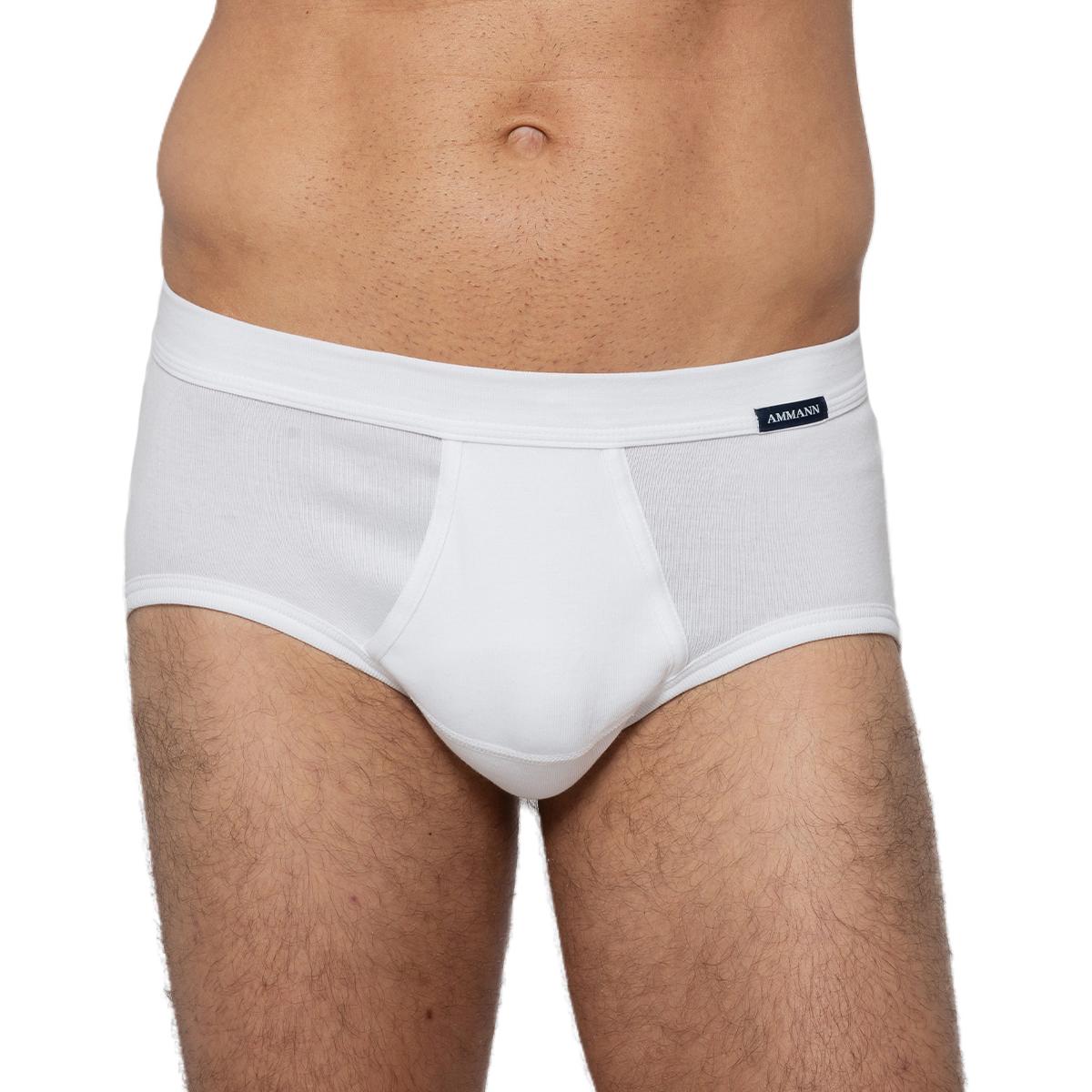 Thumbnail - Ammann, Herren, Unterhosen, 4er Pack Organic Cotton Feinripp Slip / Unterhose mit Eingriff, Weiss, (L, 4er Pack)