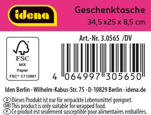 Produktbild Idena Geschenktasche Blumen Kraftpapier 140g/m² grün 25x34,5x8,5cm