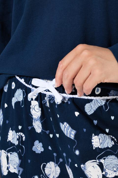 Produktbild Ulla Popken Pyjama, Katzen, Tunika-Ausschnitt, Langarm (54)