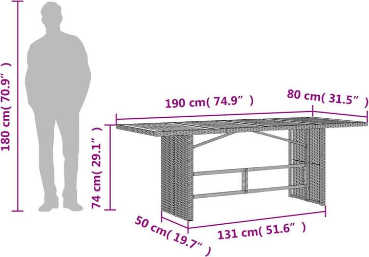 Produktbild vidaXL Gartentisch (190 x 80 x 74 cm)
