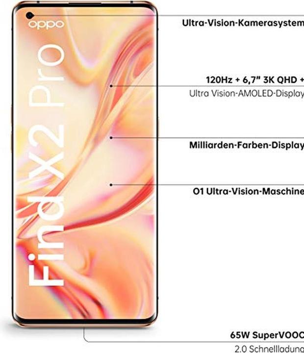 Image du produit OPPO Find X2 Pro (512 Go, Orange, 6.70", SIM simple, 5G)