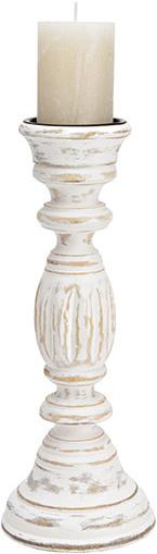 Produktbild G. Wurm Kerzenhalter Antik Finish aus Mangoholz weiss (B/H/T) 15x39x15cm