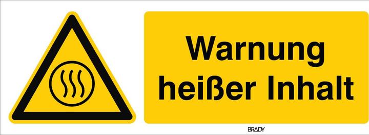Actual product image Brady W/W079/DE438-ALU-297X105/1, ISO safety sign - Warning hot contents