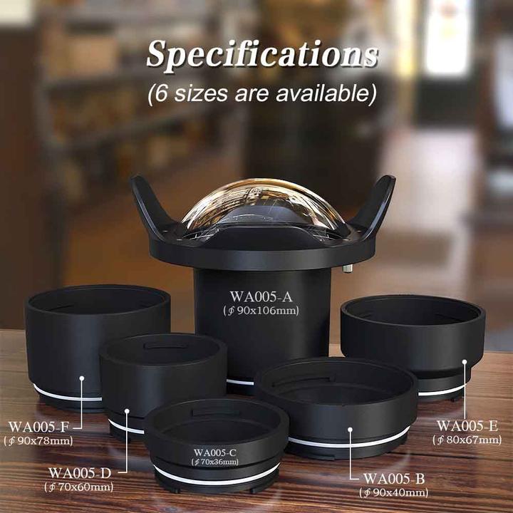 Actual product image Seafrogs WA005-C-GL WA005-A Series 6 inch Dome Port 40M/130FT (Plastic Tube, Glass Dome)