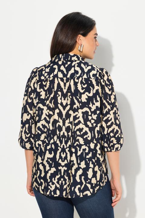 Immagine prodotto Ulla Popken Blusa dal taglio oversize e più lunga sul retro con collo da camicia e maniche a 3/4 (58)