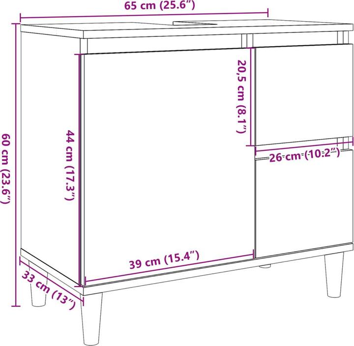 Actual product image vidaXL Vanity unit (65 x 33 x 60 cm)