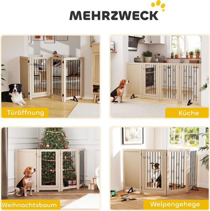 Immagine prodotto PawHut Absperrgitter Hund MDF, Stahl Eiche