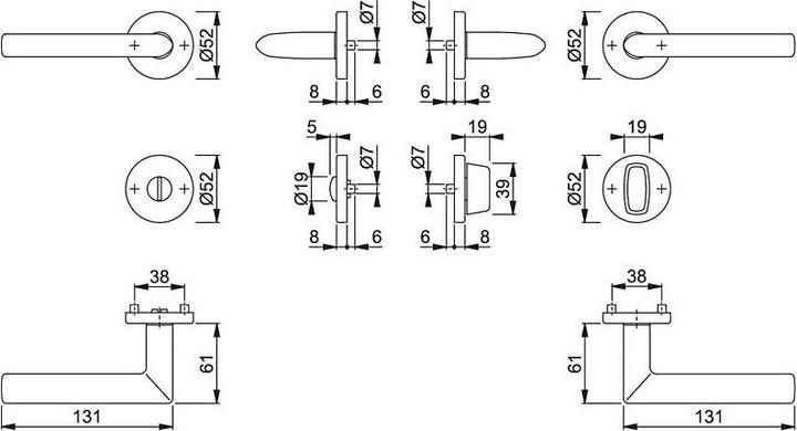 Actual product image Hoppe Rosette set Stockholm E1140Z/42KV/42KVS stainless steel F69 round SK/OL DIN left / right D/D (Door set)