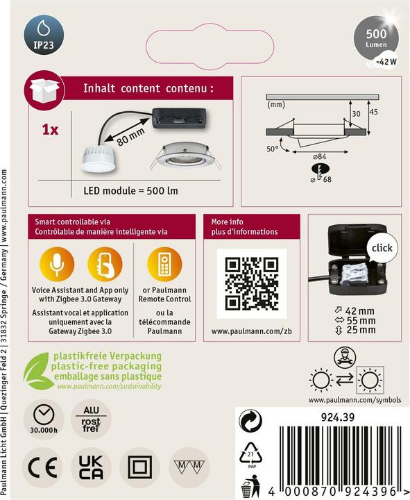 Image du produit Paulmann Einbauleuchte Nova Zigbee (500 lm)