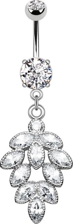 Image du produit Star Piercing Banane argentée avec deux boules cristal argent pendentif cristal raisin (Laiton, Acier chirurgical 316L)