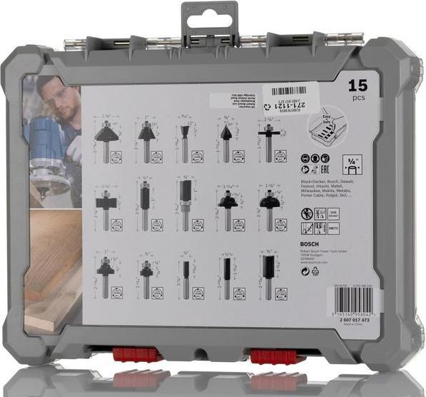 Actual product image Bosch Professional Zubehör 15-piece milling cutter set, 1/4-inch shank for hand milling cutters