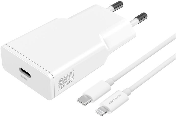 Immagine prodotto 4smarts Caricabatterie PDPlug Slim 20W GaN 1C + USB-C a Lightning 1,5m, bianco (20 W, 1 porzione)