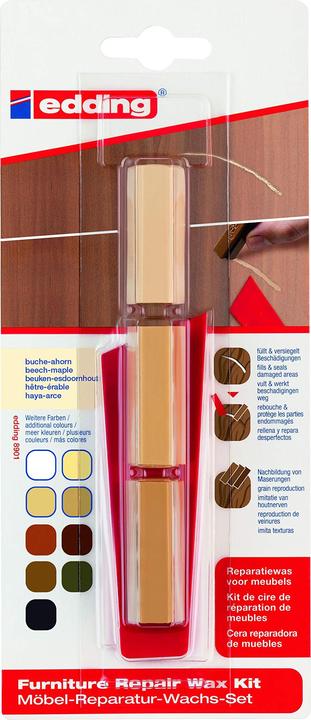 Image du produit Edding Kit de cire de réparation pour meubles 8901 hêtre/érable (3x)