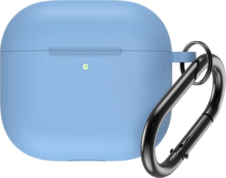 Actual product image Hurtel Airpods 4 Silicone Case with Carabiner - Light Blue (Headphone sleeve)