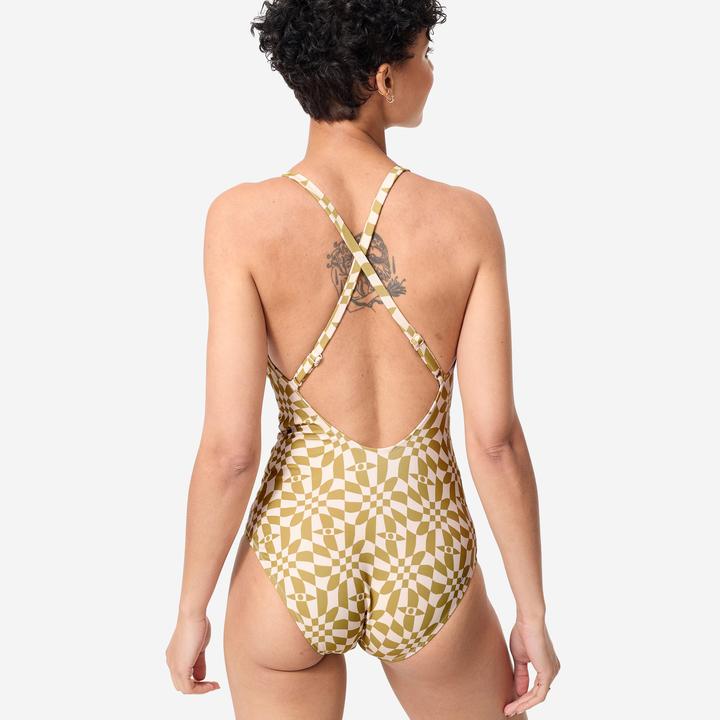 Image du produit Nabaiji Maillot de bain 1 pièce natation Femme - Lila PSYCHODAM vert olive (XL)