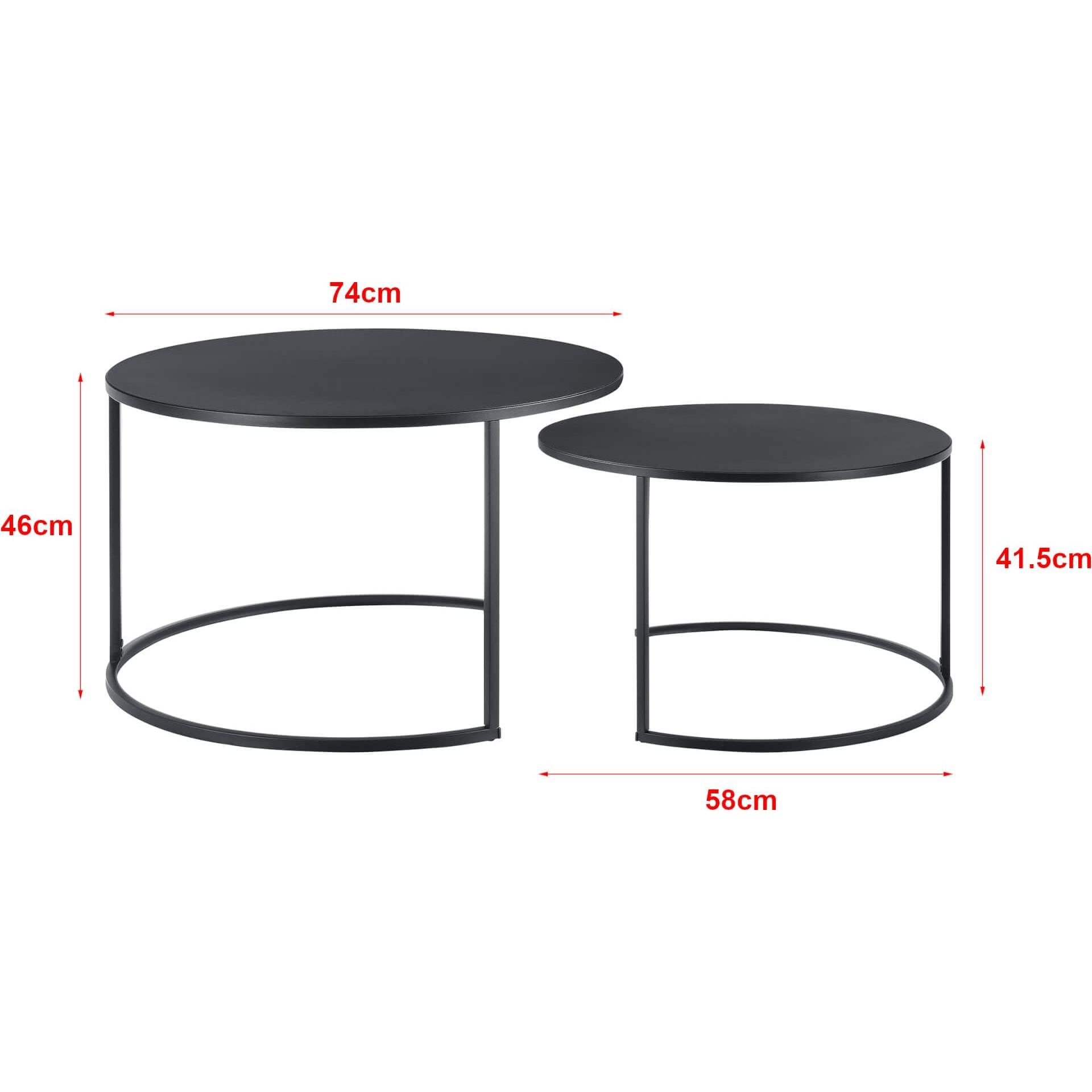 Thumbnail - En.Casa, Couchtisch + Beistelltisch, Korenica (Ø 74 x 46 cm, Ø 58 x 41.5 cm)